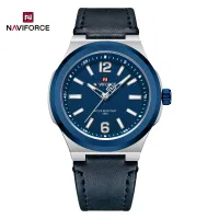 NAVIFORCE 9233 Classic Quartz Leather Men's Wristwatches Casual Wild Man Clock 30m Waterproof Male Watches with Seiko Movement - Silver Blue Blue